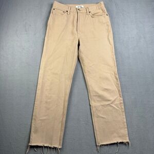 RE/DONE 90s Loose Straight Jeans Vintage Khaki Worn High Rise Raw Hem Size 26